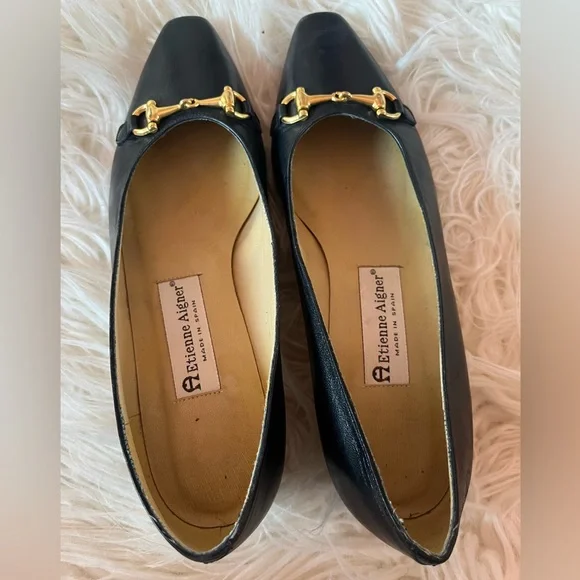 Vintage Etienne Aigner Black Leather Horsebit Pumps Heels 7.5 - Picture 5 of 7